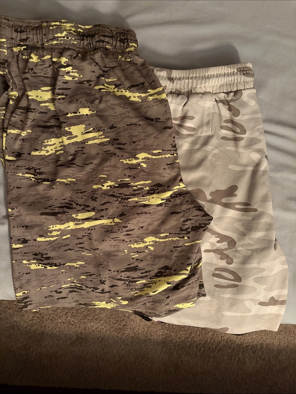Athletic Works Men's Camouflage Athletic Shorts in Green, White & Grey Accent